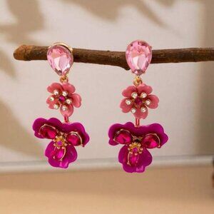 Pink Floral Drop Earrings A1502